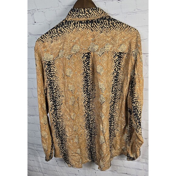 Vintage Metro Express Women's Snake Skin Print 100% Silk Button Down Sz L 90s - Picture 4 of 4